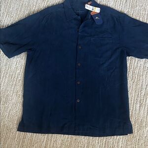Men’s navy 100% silk shirt